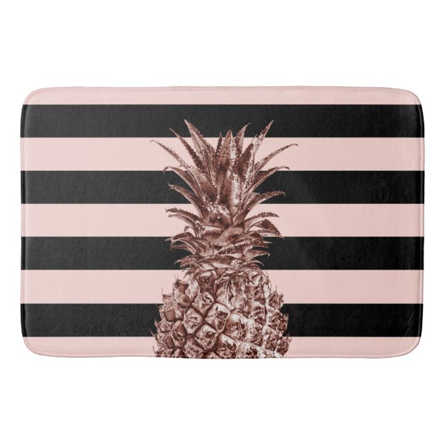 Eleganter hübscher Rose, Ananas und rosa Streifen Badematte (Vorderseite)