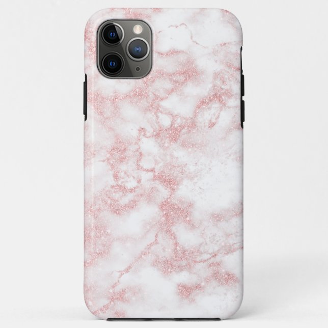 Eleganter hübscher Rose Goldbarsch Glitzer weißer  Case-Mate iPhone Hülle (Rückseite)