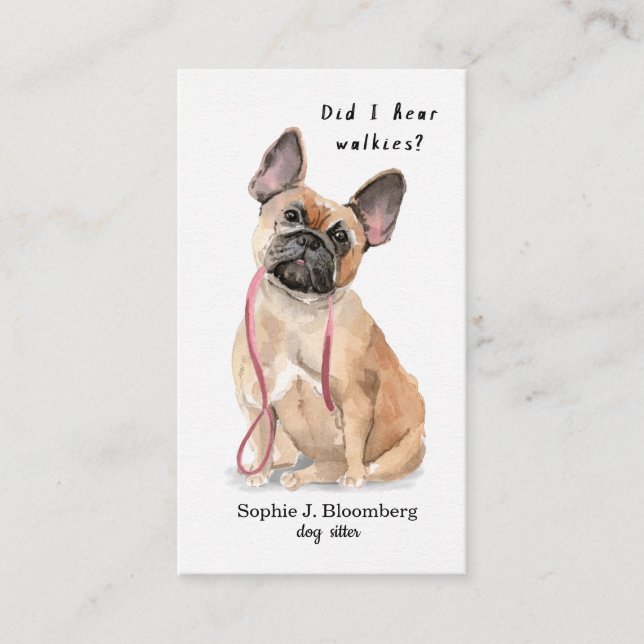 Eleganter Hundesitter, Aquarellblütenhund Visitenkarte (Vorderseite)