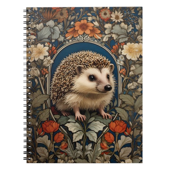 Eleganter Igel William Morris Inspiriert Notizblock (Vorderseite)