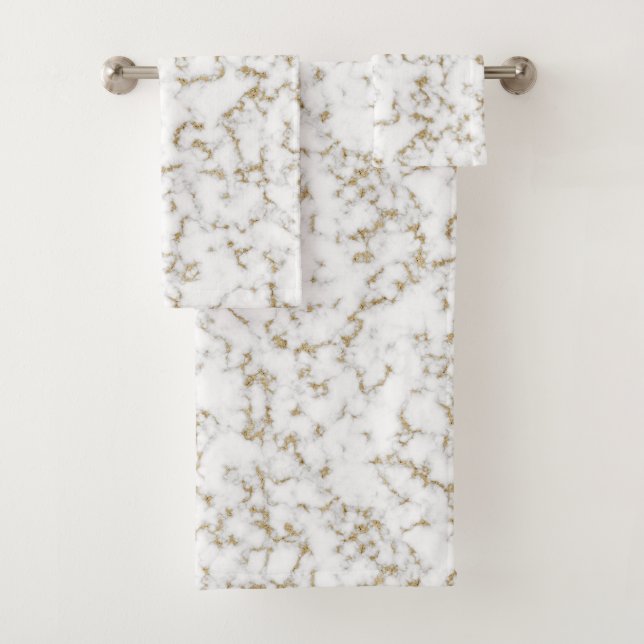 Eleganter Imitat aus Gold und grauem Marmor Badhandtuch Set (Insitu)