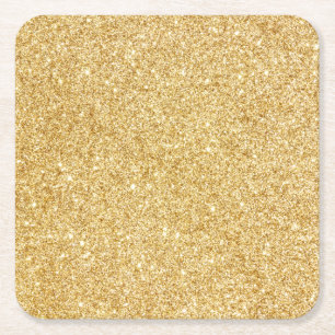 Eleganter Imitat-GoldGlitzer Rechteckiger Pappuntersetzer