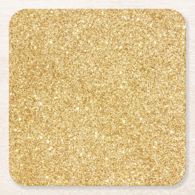 Eleganter Imitat-GoldGlitzer Rechteckiger Pappuntersetzer (Vorderseite)