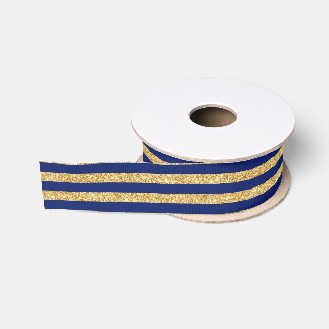 Eleganter Imitat-GoldGlitzer und blauer Ripsband (Spule)