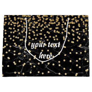 eleganter ImitatgoldGlitter Confettischwarzmarmor Große Geschenktüte