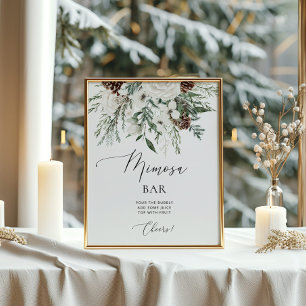 Eleganter immergrüner Winter-Mimosa-Bar-Poster Poster