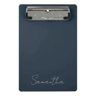 Eleganter Individuelle Name Dark Blue Mini Klemmbrett