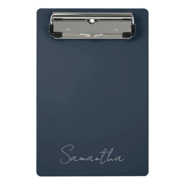 Eleganter Individuelle Name Dark Blue Mini Klemmbrett (Vorderseite)