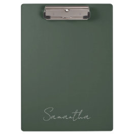 Eleganter Individuelle Name Dark Green Klemmbrett