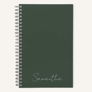 Eleganter Individuelle Name Dark Green Notizbuch
