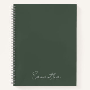 Eleganter Individuelle Name Dark Green Notizbuch