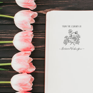Eleganter Individuelle Name der Modernen Bibliothe Gummistempel
