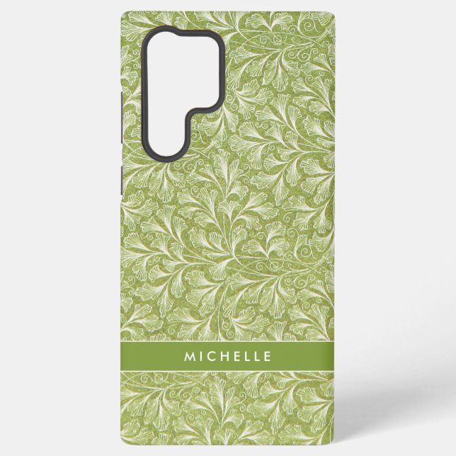 Eleganter Individuelle Name Green Botanical Samsung Galaxy Hülle (Rückseite)