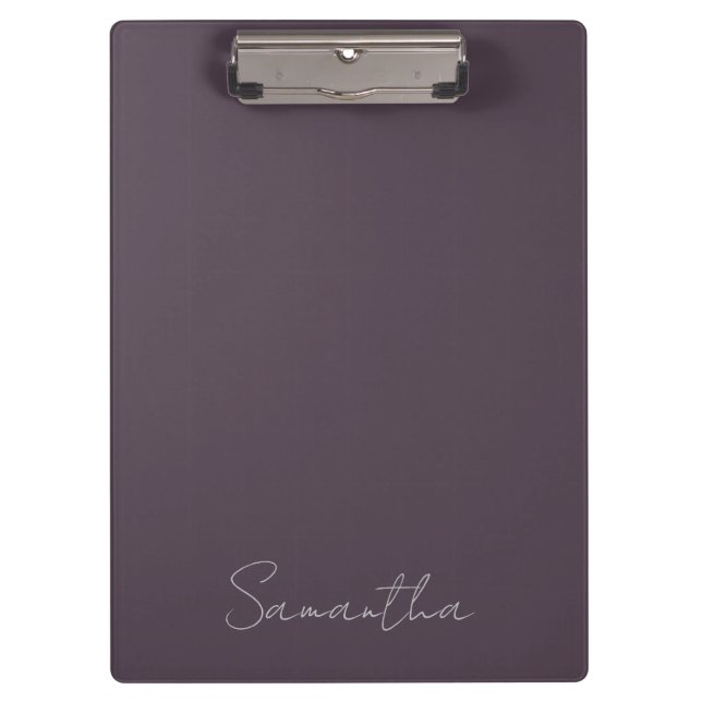 Eleganter Individuelle Name Lila Taupe Klemmbrett (Vorderseite)