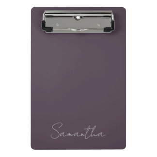 Eleganter Individuelle Name Lila Taupe Mini Klemmbrett