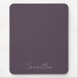 Eleganter Individuelle Name Lila Taupe Mousepad<br><div class="desc">Eleganter Individuelle Name Mouse Mat in lila taupe mit Namen in silberner Handschrift. Füllen Sie einfach Ihren Namen aus oder passen Sie ihn an, um Ihre personalisierte Maus-Matte zu erstellen.</div>