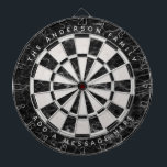 Eleganter Individuelle Name mit Schwarz-weißem Mar Dartscheibe<br><div class="desc">Elegantes Dartboard-Design mit abwechselnd schwarzem Marmor und weißen Marmordreiecken. Ein Name und eine Nachricht werden oben und unten in weißen Kappen als Bogentext geschrieben.</div>