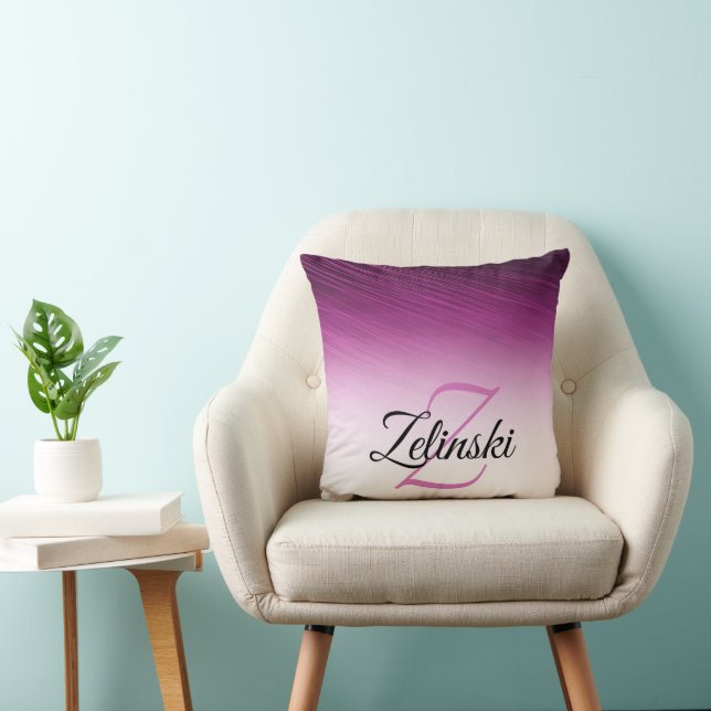 Eleganter Individuelle Name Monogram Lila Ombre St Kissen (Stuhl )
