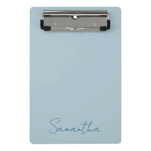 Eleganter Individuelle Name Pastel Blue Mini Klemmbrett (Vorderseite)