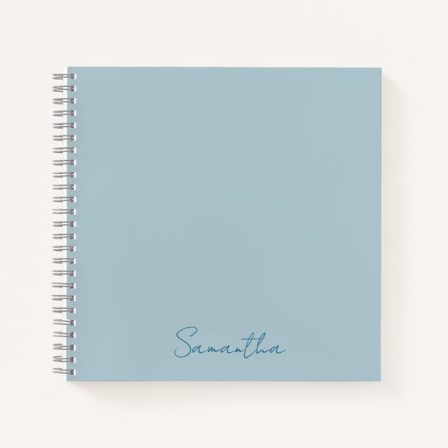Eleganter Individuelle Name Pastel Blue Notebook Notizbuch (Vorderseite)