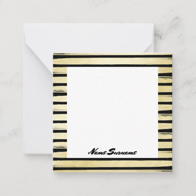 Eleganter individuelle Name schwarze Goldfolie ges Mitteilungskarte (Vorderseite)