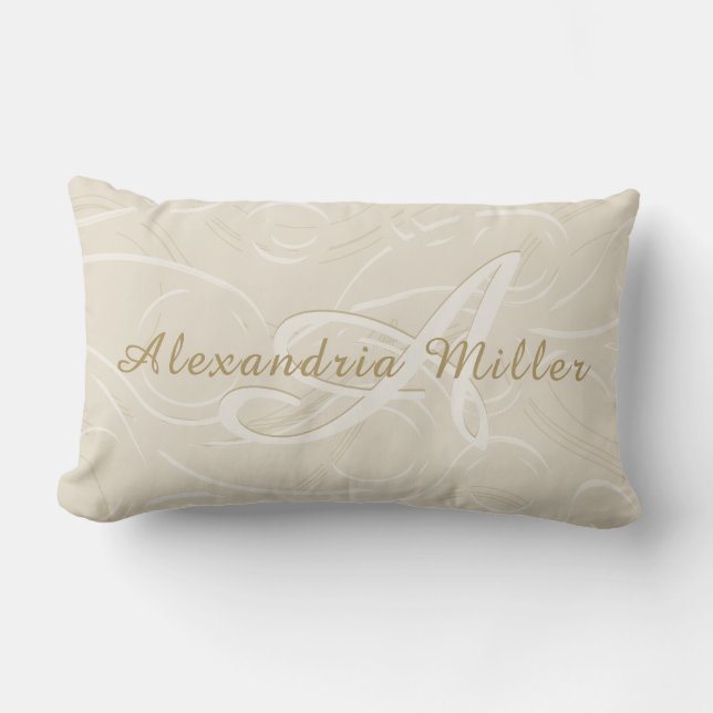 Eleganter Individuelle Name und Monogramm Lendenkissen (Vorderseite)