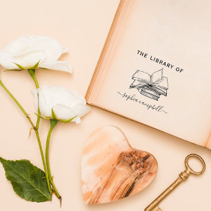 Eleganter Individuelle Name Vintager Bücher aus de Gummistempel