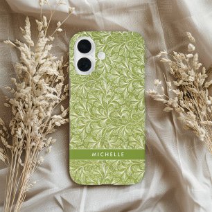 Eleganter individueller Name Grüne Botanik iPhone 16 Hülle