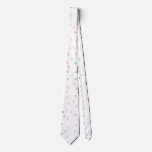 Eleganter, irrisierender Glitzer Dots White Design Krawatte (Vorderseite)