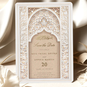 Eleganter islamischer Bogen Save the Date Einladun Folieneinladung