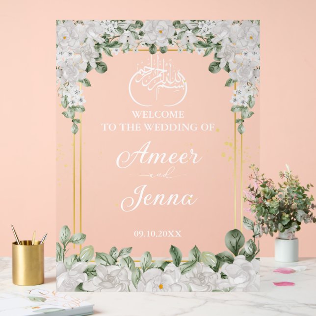 Eleganter islamischer Hochzeitseingang Acrylschild (Hochzeit)