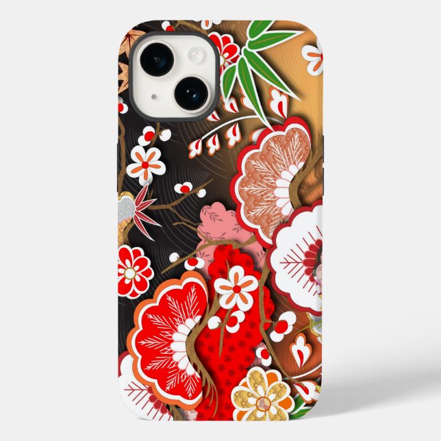 Eleganter japanischer Herbst Kimono Case-Mate iPhone 14 Hülle (Rückseite)