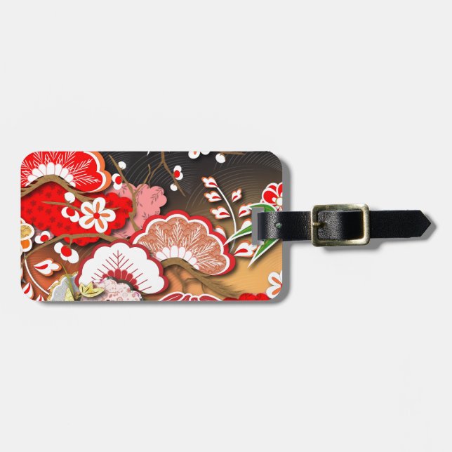 Eleganter japanischer Herbst Kimono Gepäckanhänger (Vorderseite horizontal)