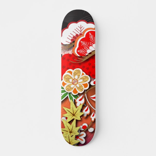 Eleganter japanischer Herbst Kimono Skateboard (Vorne)