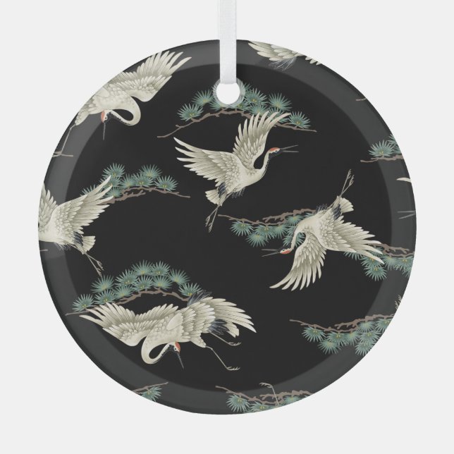 Eleganter japanischer Kranich: künstlerische Darst Ornament Aus Glas (Vorderseite)