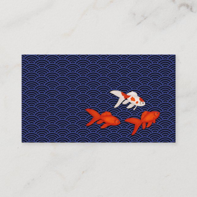 Eleganter japanischer Stil Seigaiha & Goldfish Visitenkarte (Vorderseite)
