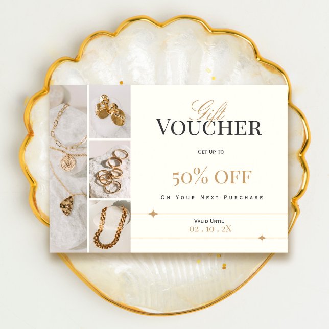 Eleganter Jewelry Geschenkgutschein | Gold Discoun (Elegant Jewelry Gift Voucher | Gold Discount Card #voucherjewerly #addphotos #promo #discountcard)