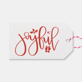 Eleganter Joyful Festival Red Script Holiday Geschenkanhänger