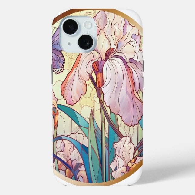 Eleganter Jugendstil-Glass Iris Butterfly Case-Mate iPhone Hülle (Rückseite)