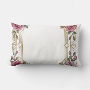 Eleganter Jugendstil-Hochzeitsrosenrahmen-Rand Lendenkissen