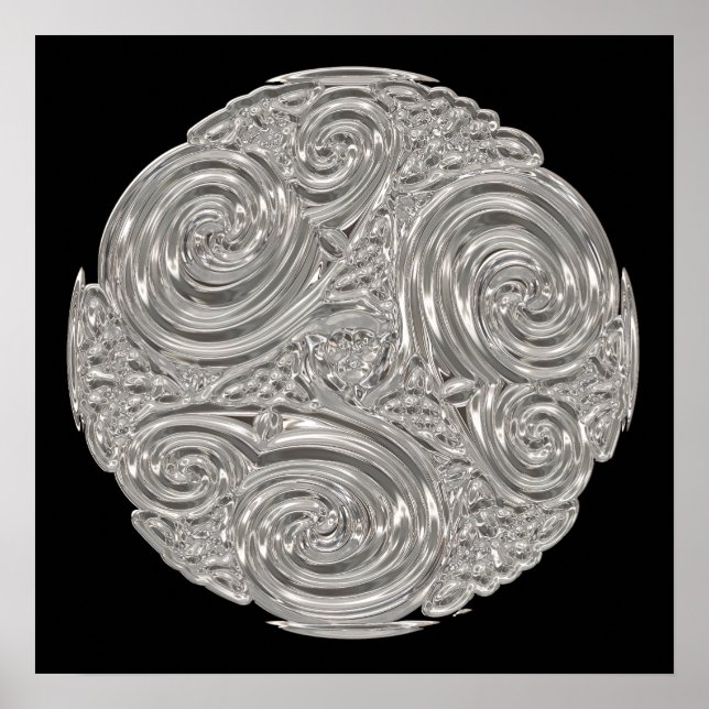 Eleganter Jugendstil silberfarbener Metalllook mod Poster (Vorne)