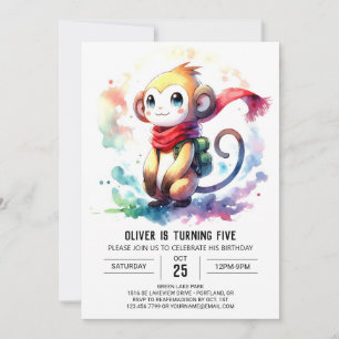 Eleganter Jungle Monkey Geburtstag Einladung