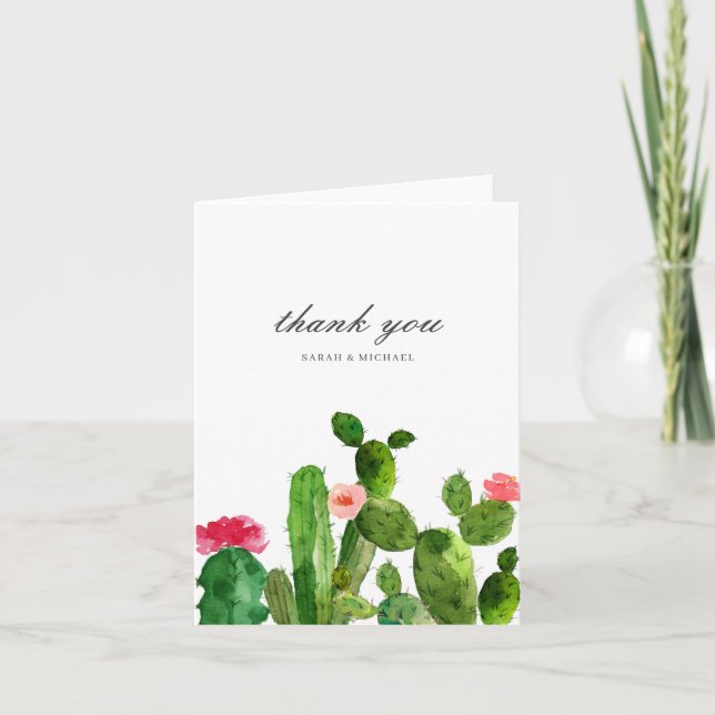 Eleganter Kaktus-Garten Wedding | danken Ihnen Karte (Vorderseite)