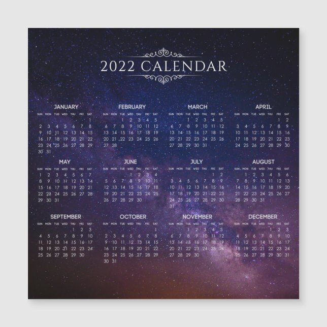 Eleganter Kalender 2022 auf der Milchstraße | Magn Magnetkarte (Vorderseite)