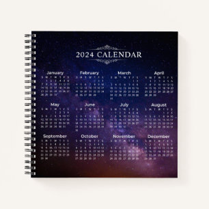 Eleganter Kalender 2024 auf der Milchstraße   Note Notizbuch