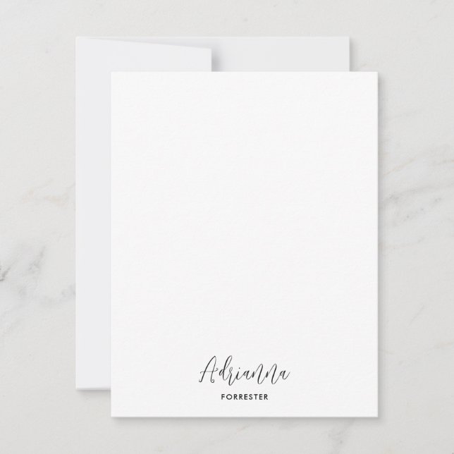 Eleganter Kalligraenname Minimal Mitteilungskarte (Vorderseite)