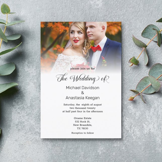 Eleganter Kalligraphie Hochzeitsschick Foto Einladung (Von Creator hochgeladen)