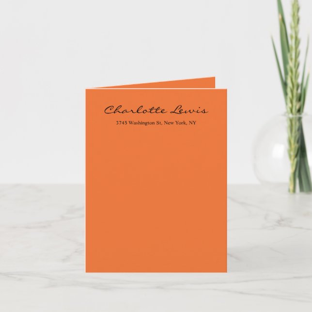 Eleganter Kalligraphie Schlicht Orange Legible Tex (Vorderseite)