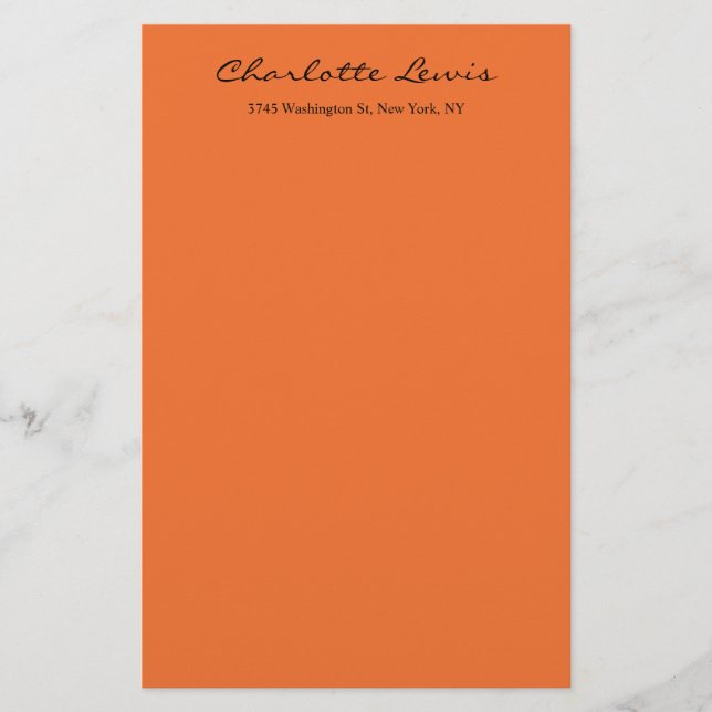 Eleganter Kalligraphie Schlicht Orange Legible Tex Briefpapier (Vorderseite)