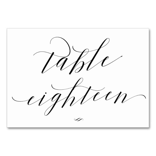 Eleganter Kalligraphie-Tisch Achtzehn Empfang Tischnummer (Vorderseite)